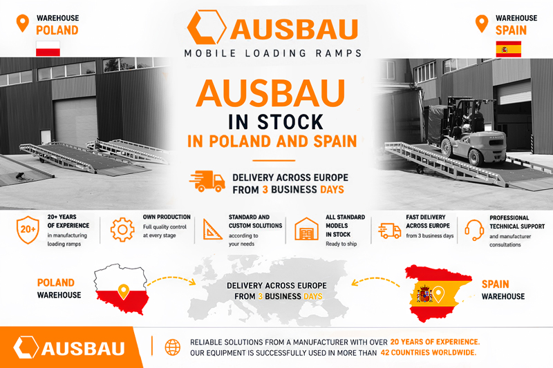 Rampes mobiles AUSBAU disponibles dans les entrepôts en Pologne et en Espagne
